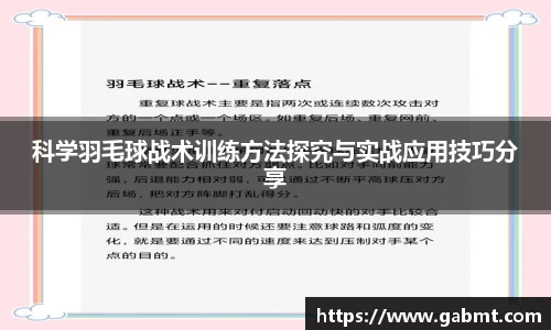 科学羽毛球战术训练方法探究与实战应用技巧分享